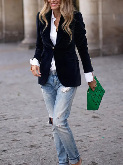 Blazer tailliert mit einem Knopf – klassischer Blazer mit Reverskragen