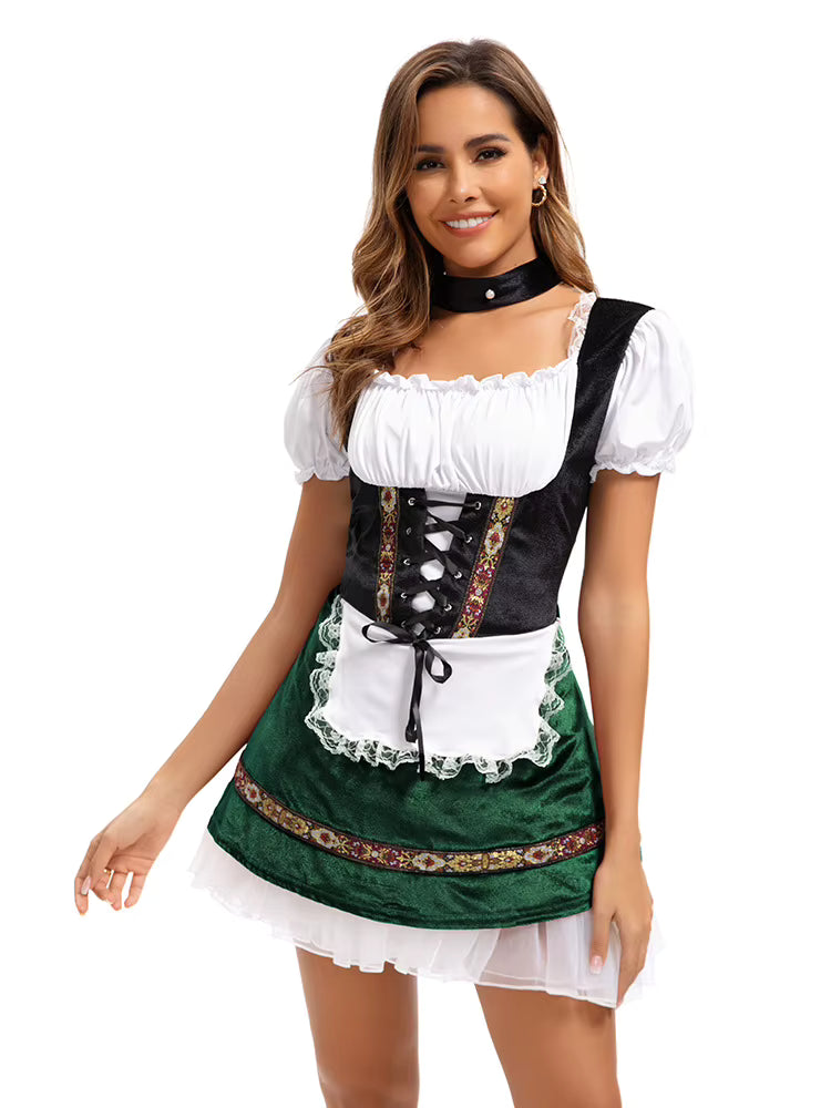 Dirndl Damen mit Schnürmieder und Puffärmeln Trachtenkleid