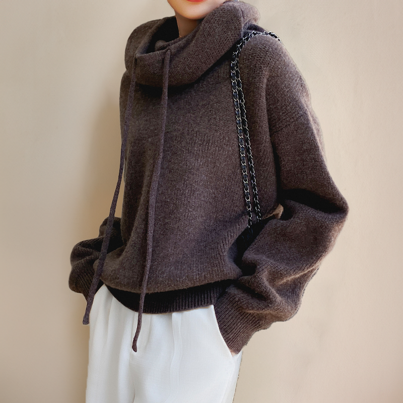 Oversized Hoodie Damen aus Baumwolle – Kapuzenpullover mit Kordelzug, Detailansicht