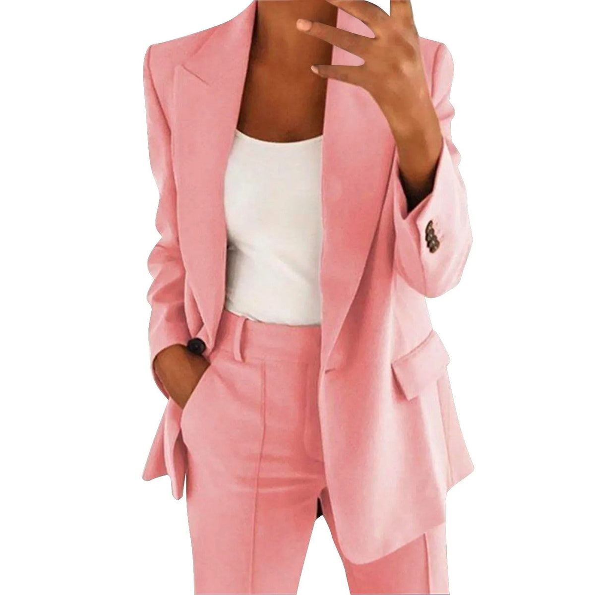 Blazer-Hosen-Set Damen aus Viskose – eleganter zweiteiliger Anzug in Unifarbe