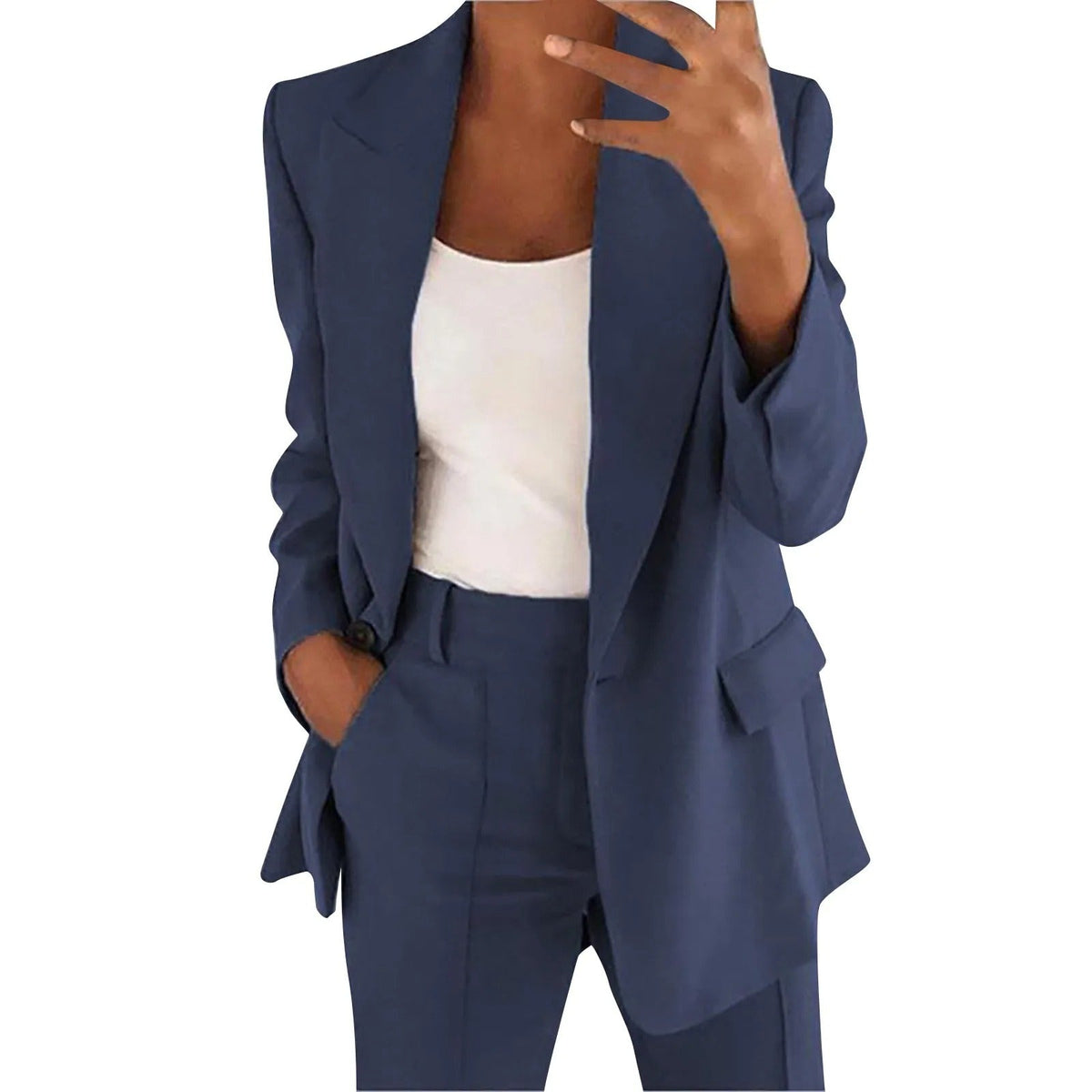 Blazer-Hosen-Set Damen aus Viskose – eleganter zweiteiliger Anzug in Unifarbe