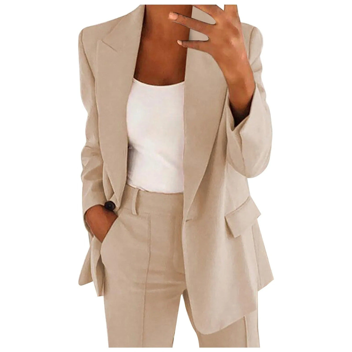 Blazer-Hosen-Set Damen aus Viskose in Unifarbe