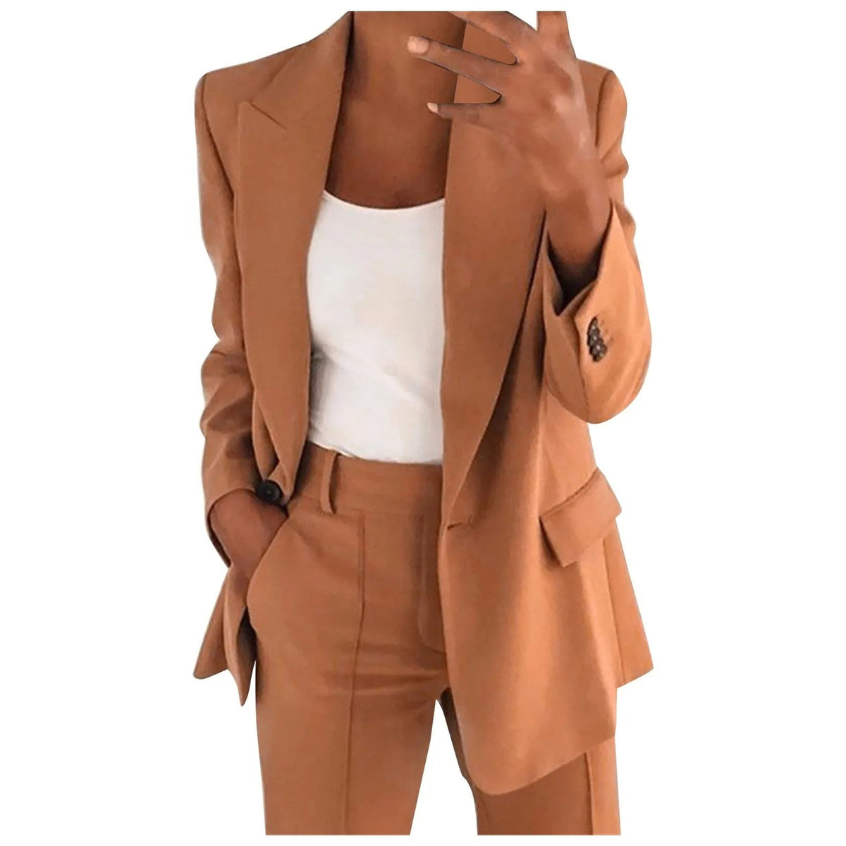 Blazer-Hosen-Set Damen aus Viskose – eleganter zweiteiliger Anzug in Unifarbe