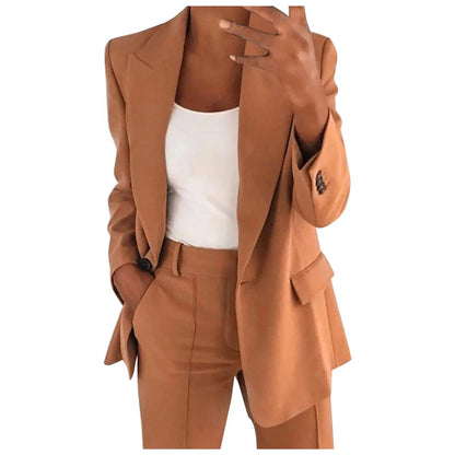 Blazer-Hosen-Set Damen aus Viskose – eleganter zweiteiliger Anzug in Unifarbe