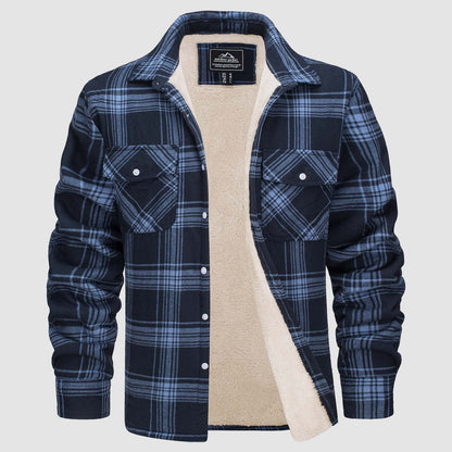 Hemdjacke Herren aus Baumwolle – karierte Overshirt-Jacke mit Sherpa-Futter