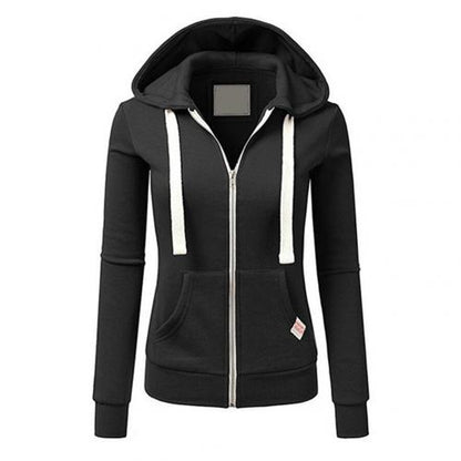Zip-Hoodie Damen aus Baumwolle – Slim-Fit Kapuzenjacke, Detailansicht