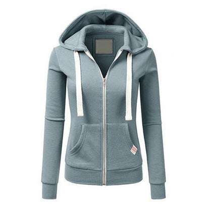 Zip-Hoodie Damen aus Baumwolle – Slim-Fit Kapuzenjacke, Detailansicht
