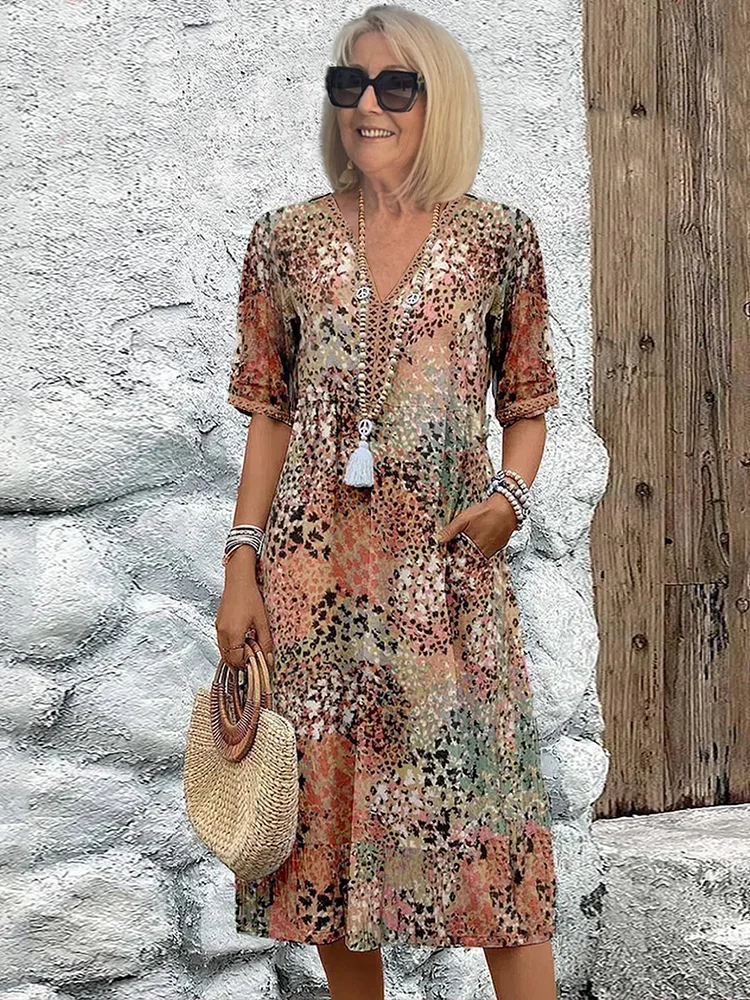 Buntes Midikleid Damen für den Sommer