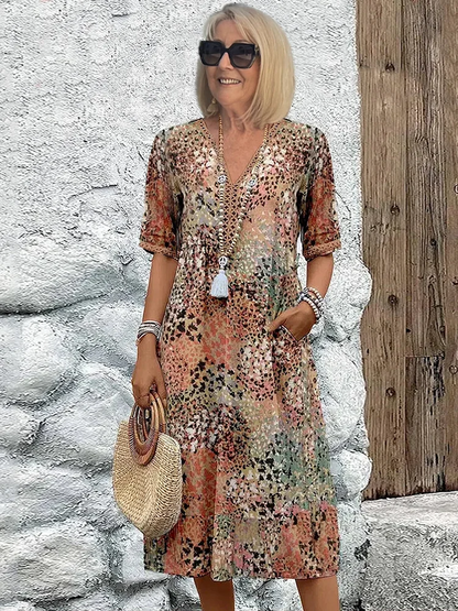 Buntes Midikleid Damen für den Sommer