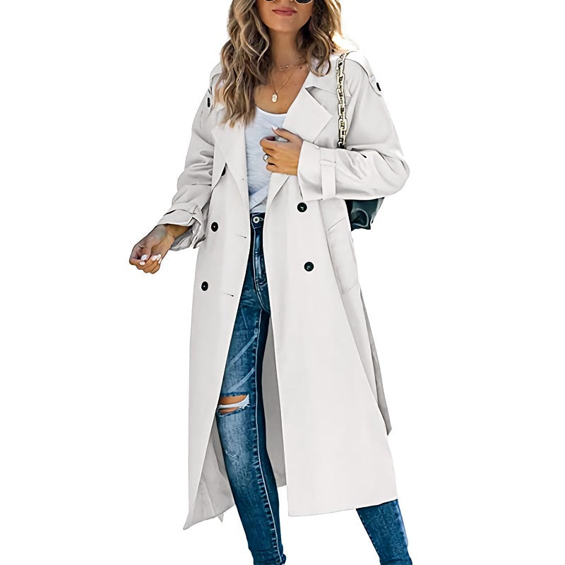 Damen Trenchcoat lang – klassischer eleganter Mantel