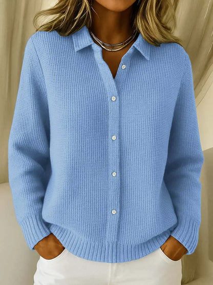 Longline-Strickjacke Damen aus Baumwolle – Cardigan mit Knopfleiste, Vorderansicht