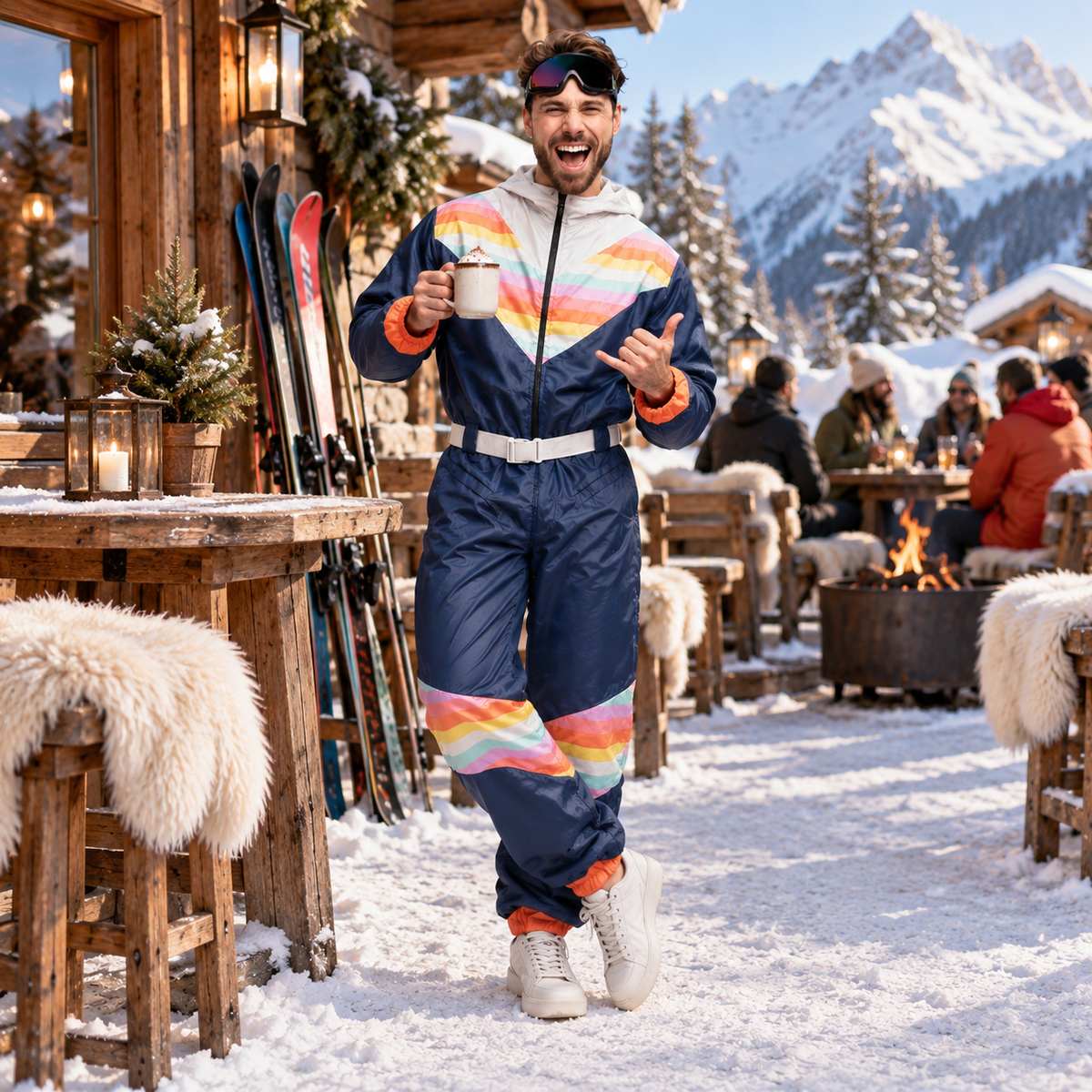 Herren Skianzug einteilig in Dunkelblau – Overall für den Winter
