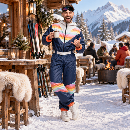Herren Skianzug einteilig in Dunkelblau – Overall für den Winter