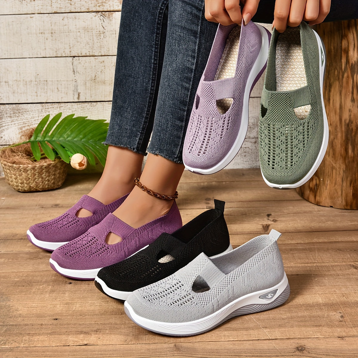 Bequeme Slip-on Schuhe aus Textil – leichte Halbschuhe mit weichem Fußbett