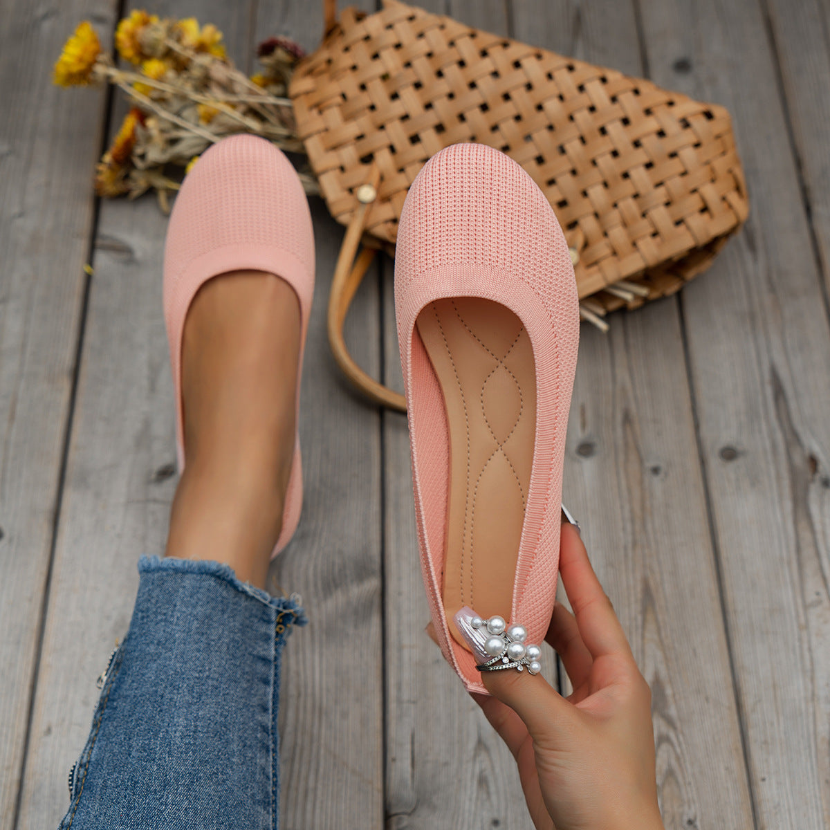 Orthopädische Slip-On-Sneaker Damen aus Textil – Komfortschuhe, Detailansicht