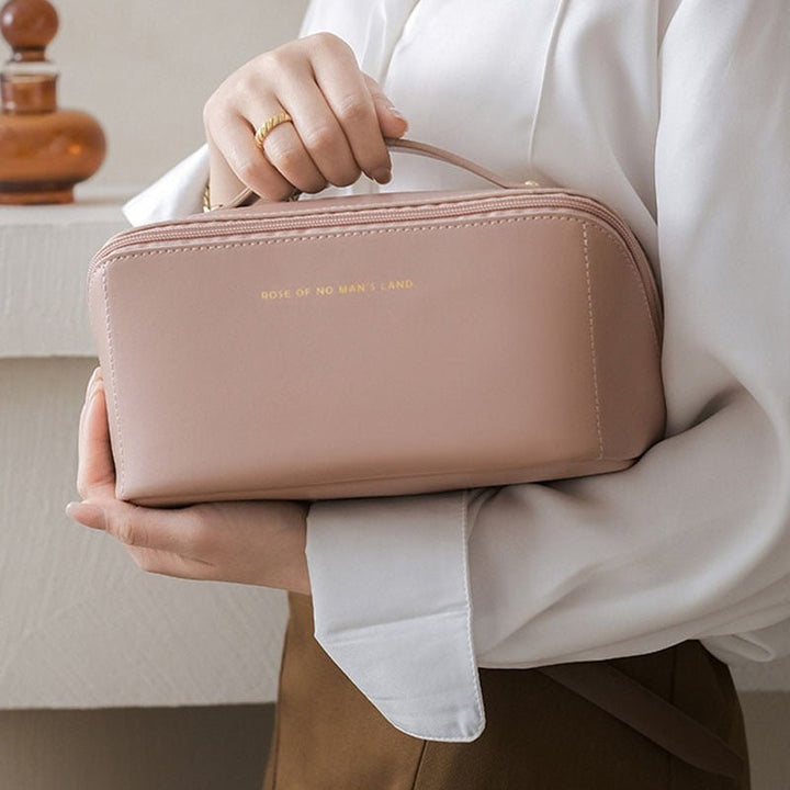 Damen Kosmetiktasche luxuriös Kulturtasche aus Kunstleder