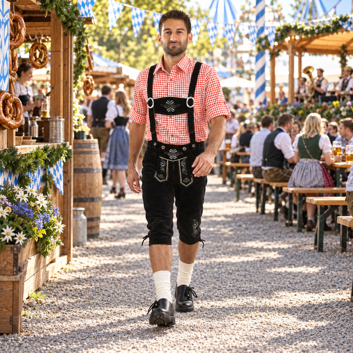 Herren Lederhose knielang – traditionelle Trachtenhose
