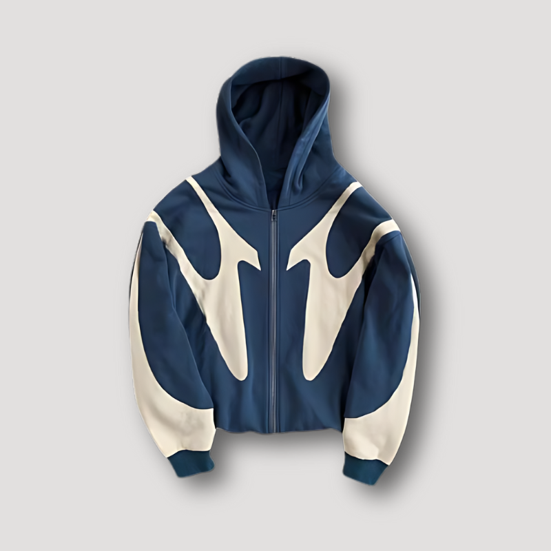 Hoodie Herren mit Flammenmuster und Reißverschluss