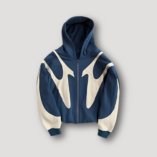 Hoodie Herren mit Flammenmuster und Reißverschluss