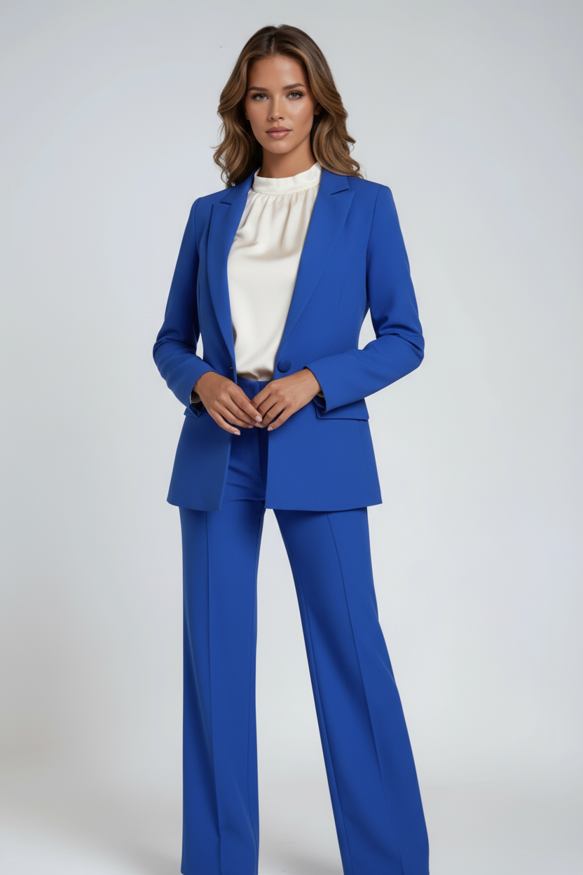 Blazer-Hosen-Set Damen aus Polyester – Hosenanzug, Detailansicht