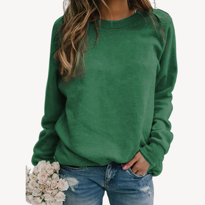 Sweatshirt Damen aus Baumwolle in Grün – Rundhals-Pullover im Relaxed Fit