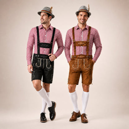Herren Trachtenset mit Lederhose und Karohemd – Oktoberfest Set