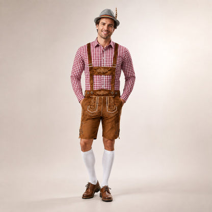 Herren Trachtenset mit Lederhose und Karohemd – Oktoberfest Set