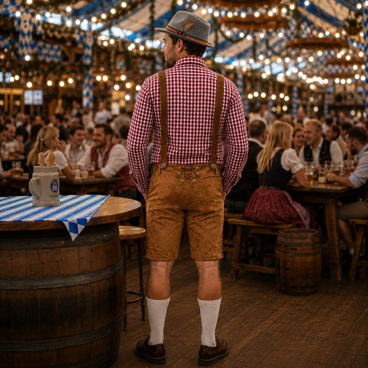 Herren Trachtenset mit Lederhose und Karohemd – Oktoberfest Set