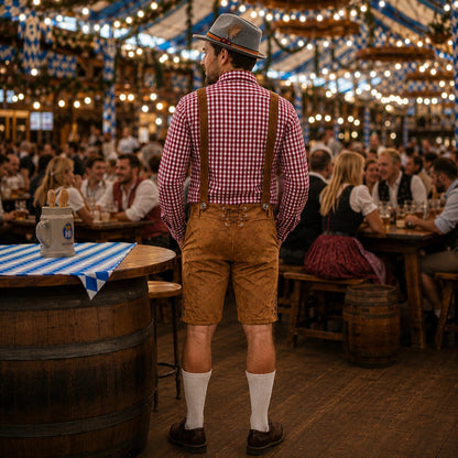 Herren Trachtenset mit Lederhose und Karohemd – Oktoberfest Set