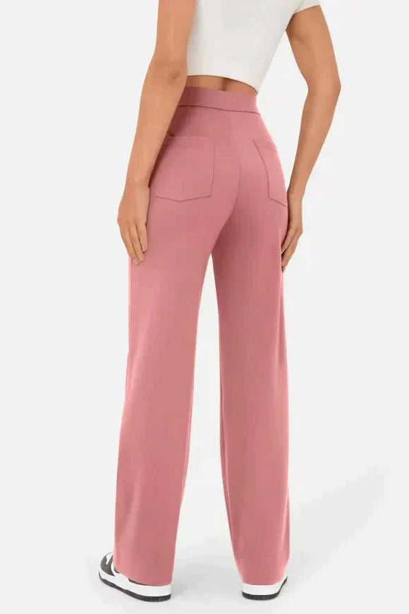 Weite Stretch-Hose Damen High-Waist aus Polyester – Wide-Leg-Hose, Detailansicht