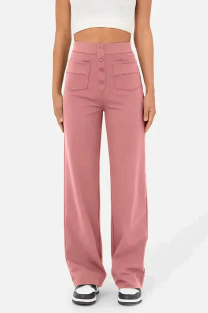 Weite Stretch-Hose Damen High-Waist aus Polyester – Wide-Leg-Hose, Detailansicht