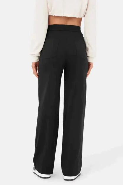 Weite Stretch-Hose Damen High-Waist aus Polyester – Wide-Leg-Hose, Detailansicht