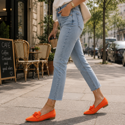 Orthopädische Loafer Damen aus Textil – bequeme Slipper mit Fußgewölbe-Stütze