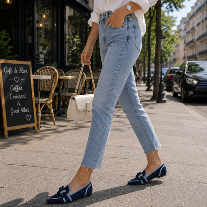 Orthopädische Loafer Damen aus Textil – bequeme Slipper mit Fußgewölbe-Stütze