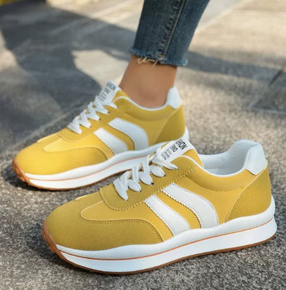 Plateau-Sneaker Damen im Retro-Stil aus Textil – Schnür-Sneaker mit Chunky-Sohle