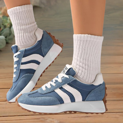 Plateau-Sneaker Damen im Retro-Stil aus Textil – Schnür-Sneaker mit Chunky-Sohle