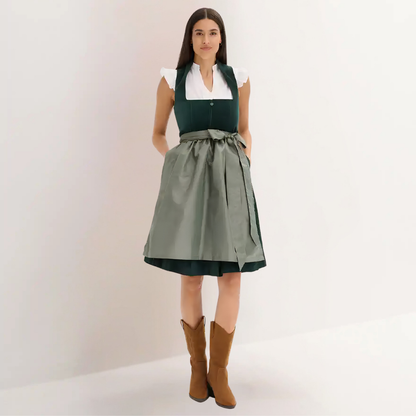 Dirndl Damen mit Samt-Mieder und Satin-Schürze – Trachtenkleid