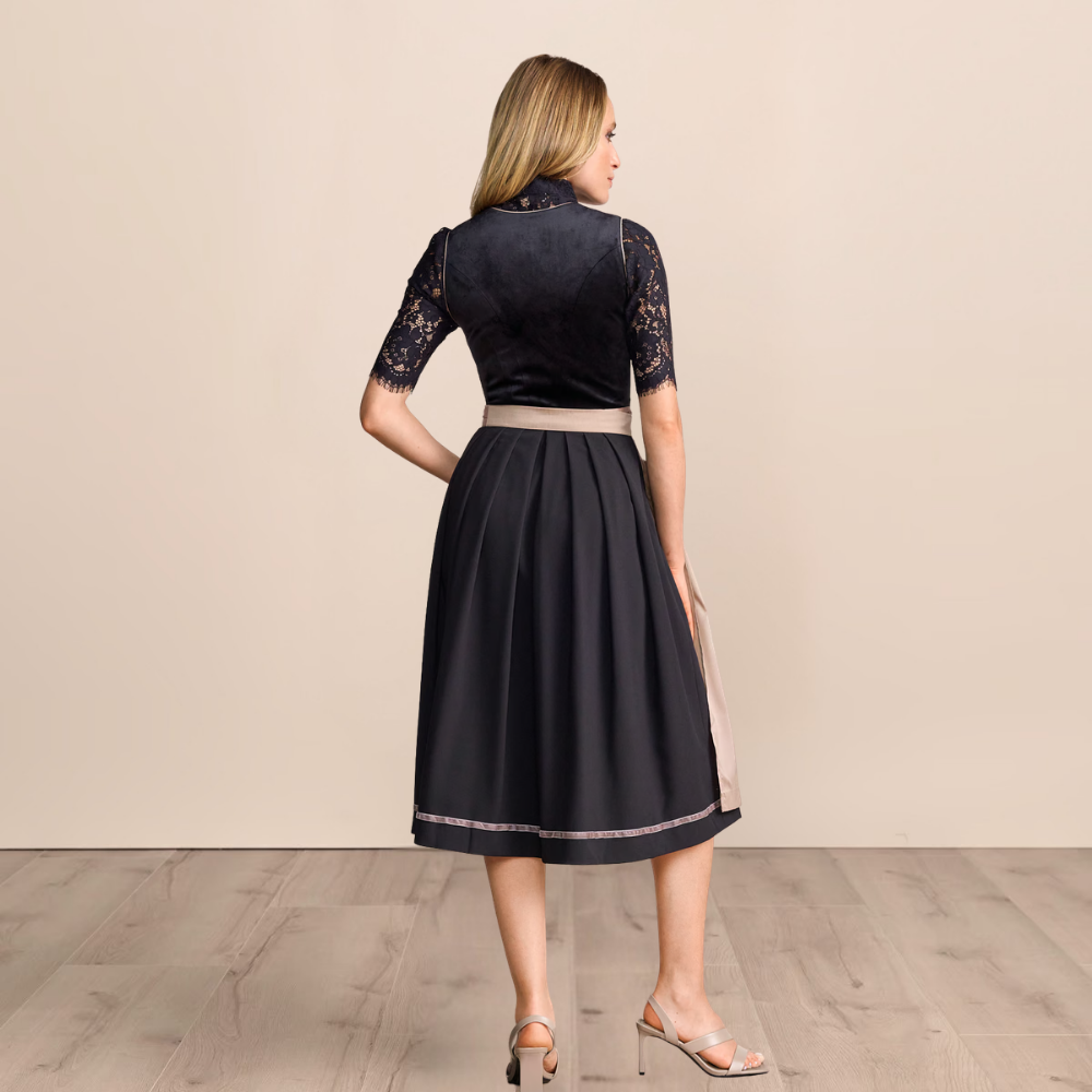 Dirndl Damen midilang in Schwarz – Trachtenkleid (70 cm)