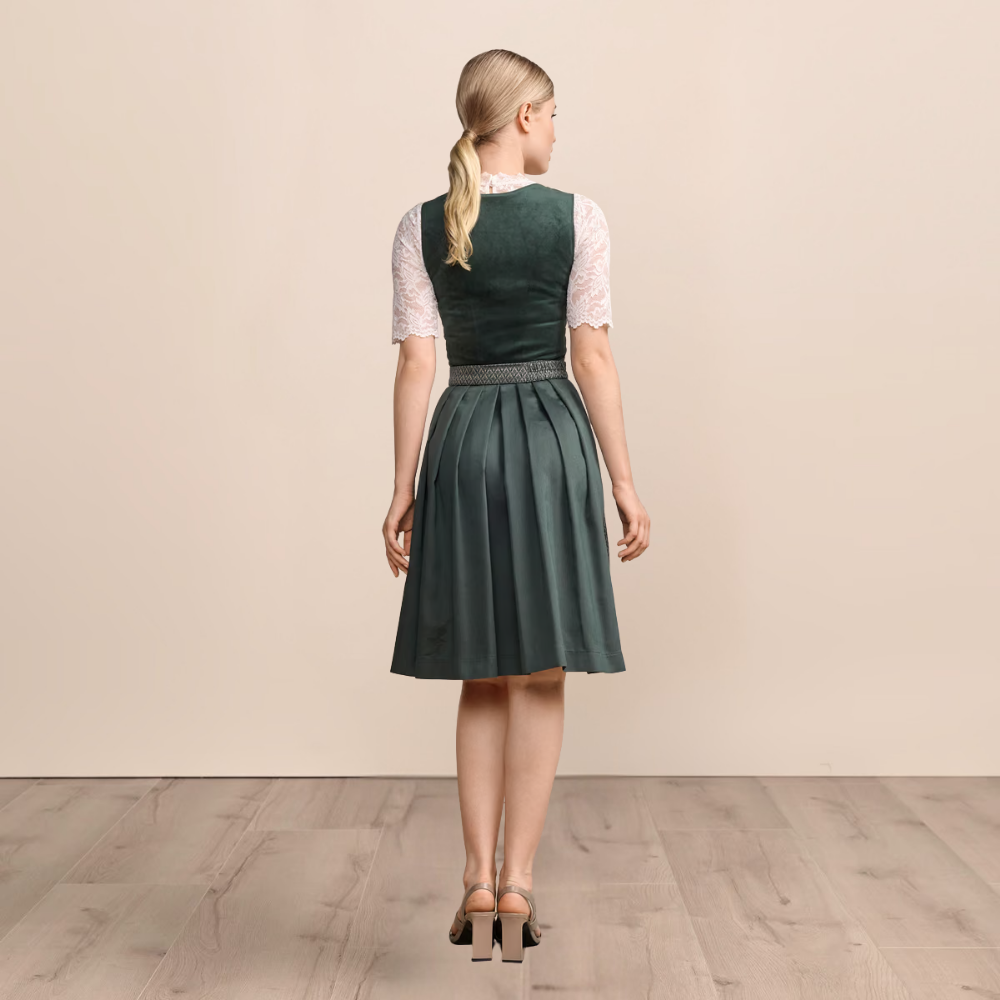 Dirndl Damen midi in Dunkelgrün – Trachtenkleid (60 cm)
