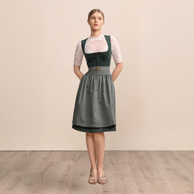 Dirndl Damen midi in Dunkelgrün – Trachtenkleid (60 cm)