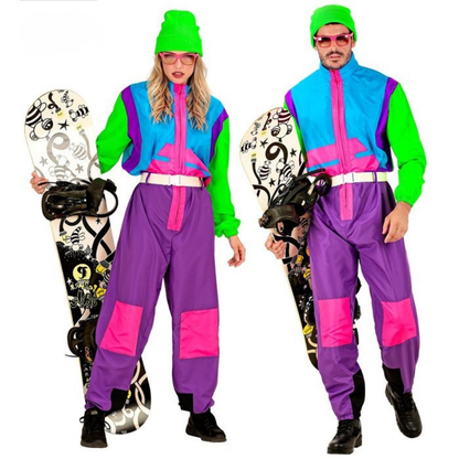 Damen Skianzug einteilig – bunter Retro-Overall für den Winter
