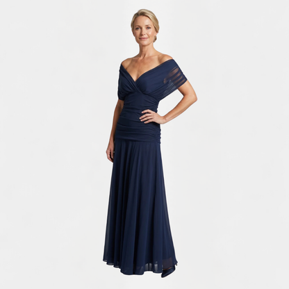 Maxikleid Damen mit V-Ausschnitt – fließendes Sommerkleid mit Raffung