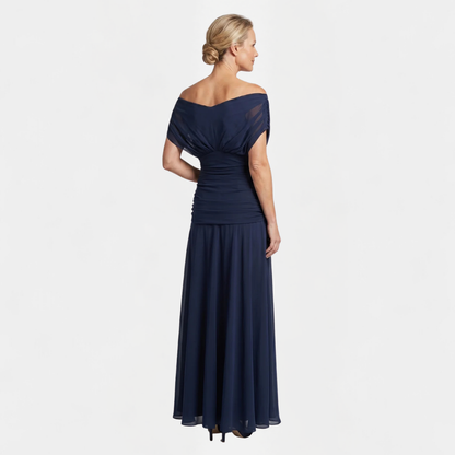 Maxikleid Damen mit V-Ausschnitt – fließendes Sommerkleid mit Raffung