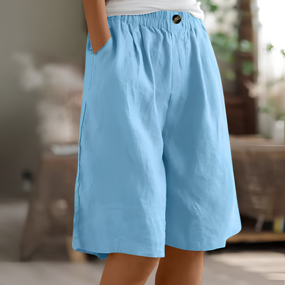 Shorts Damen mit Gummibund – lockere Shorts mit Seitentaschen