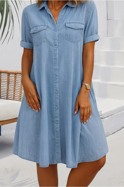 Hemdkleid im Denim-Look – Leichtes Hemdkleid mit Knopfleiste