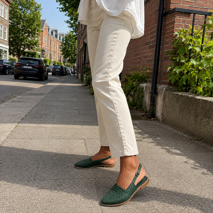 Loafer Damen mit Slingback – flache Schuhe mit gewebtem Obermaterial