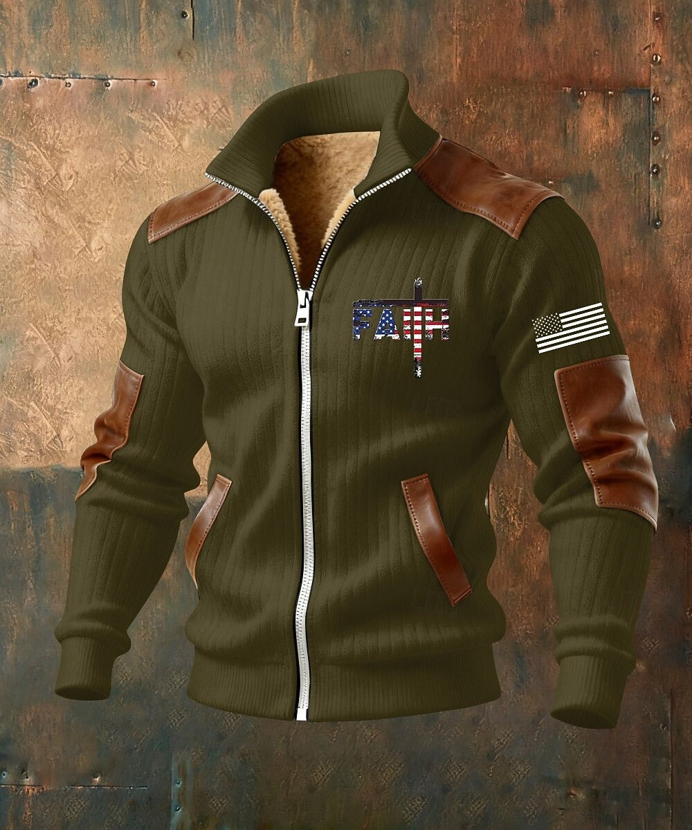Herren Fleecejacke mit Kapuze und Reißverschluss – Jacke