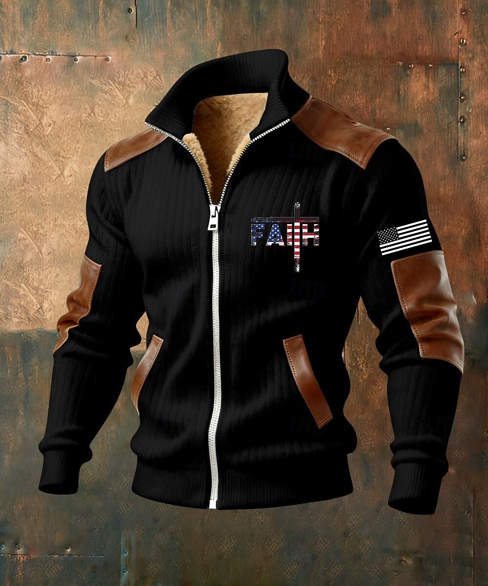 Warme Fleecejacke Herren mit Kapuze