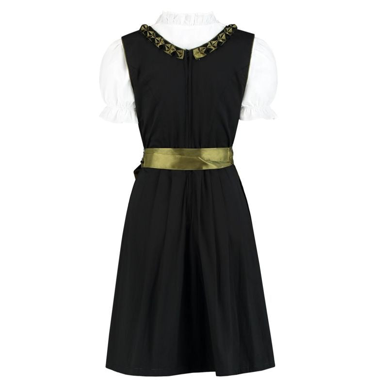 Dirndl Damen luxuriös in Schwarz/Olivgrün – Trachtenkleid