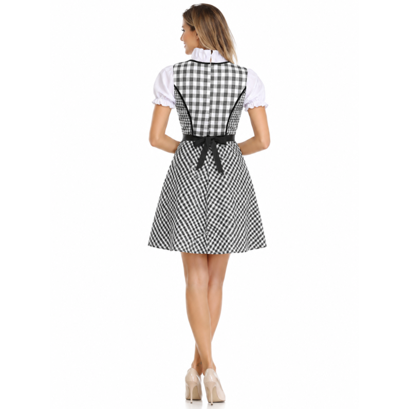 Schwarzes kariertes Dirndl Damen für Oktoberfest